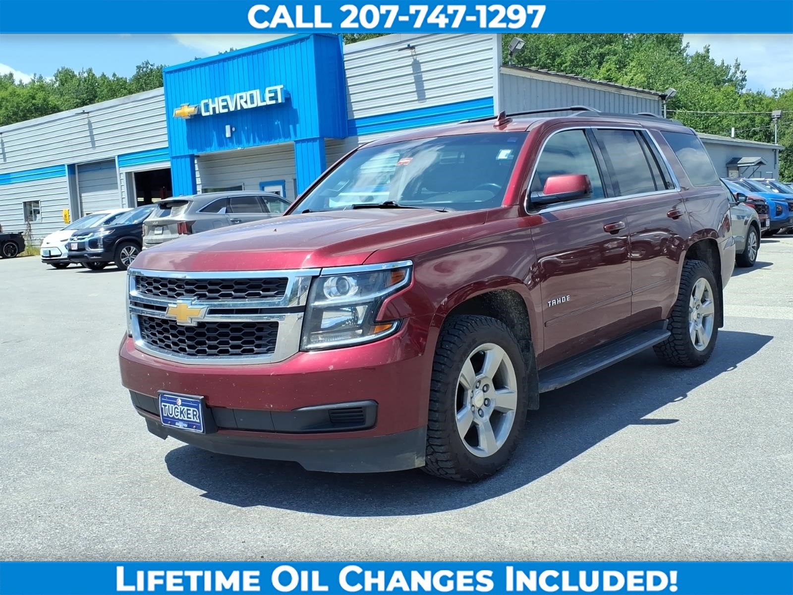 2018 Chevrolet Tahoe LS in Siren Red Tintcoat — front three-quarter view